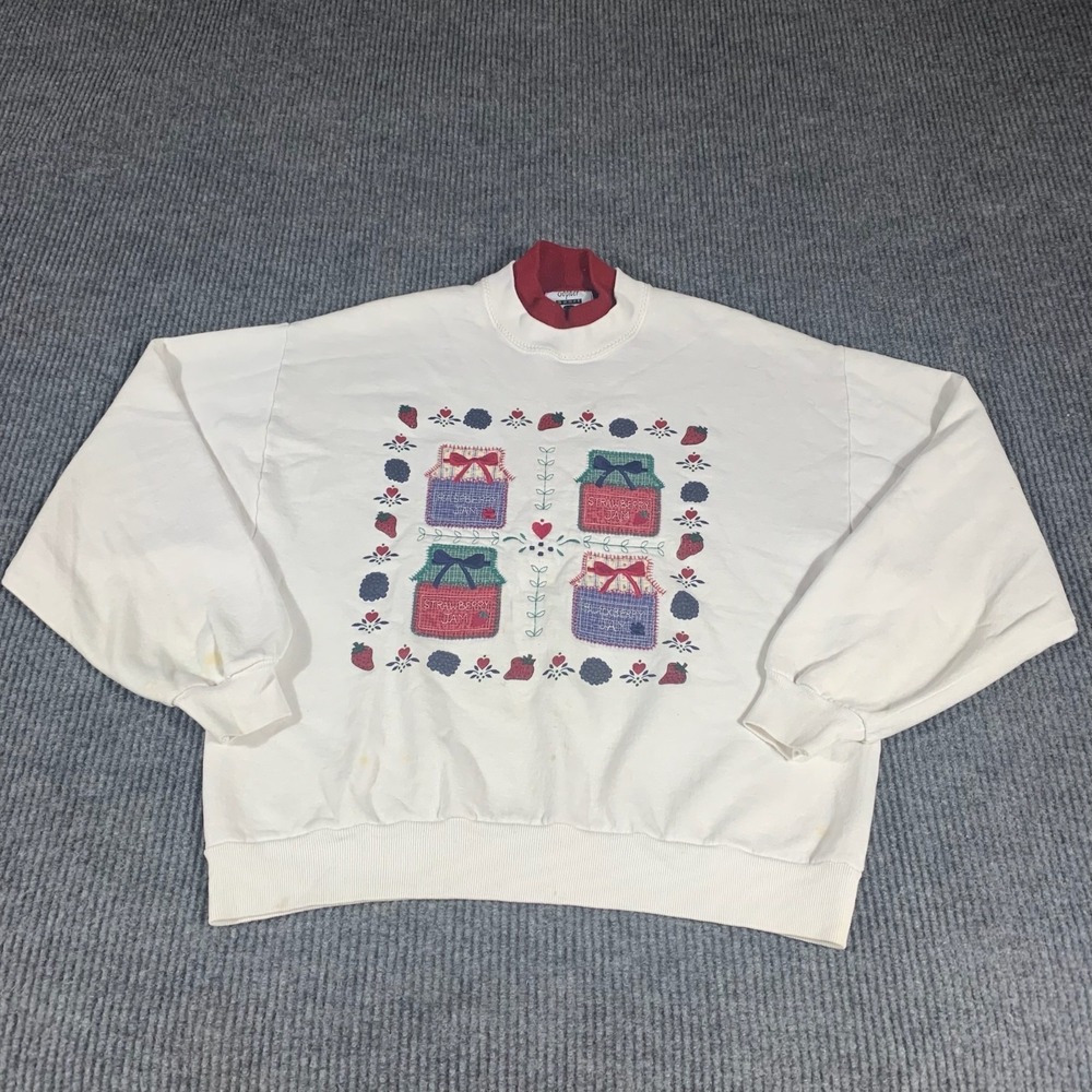 Vintage Gopher Sport Sweatshirt Womens Large White Embroidered Jam Retro 90s USA